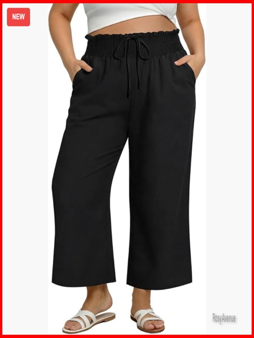 Plus Size Palazzo Pants Wide Leg Smocked High Waist Lounge Pockets